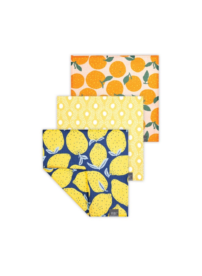 Mukitchen 3-Piece Citrus Vibe Dish Cloth Set Multicolour 10 x 10 Inch 6673-2509 - Image 1